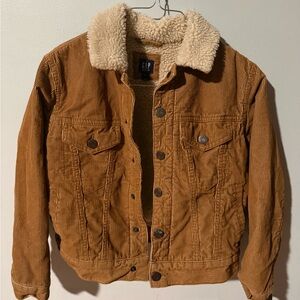 GAP Men's Brown Corduroy Jacket with Cream Sherpa Collar
